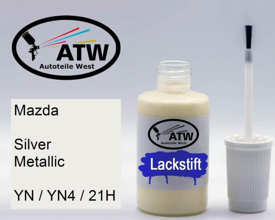 Mazda, Silver Metallic, YN / YN4 / 21H: 20ml Lackstift, von ATW Autoteile West.